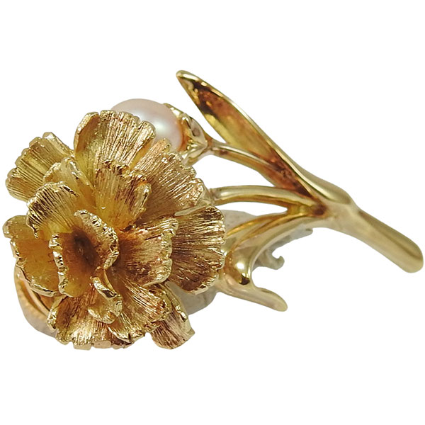 ミキモト　K18　パール　ピンブローチ